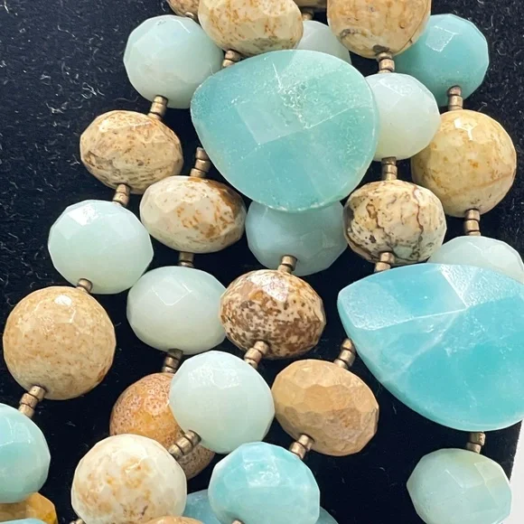 INCA Statement Necklace Natural Stone Single to Multi-Strand Bead Sterling - Picture 13 of 14